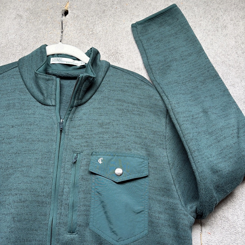 Criquet Men's Green Quarter Zip Sweater Pullover Knit Midlayer‎ Medium